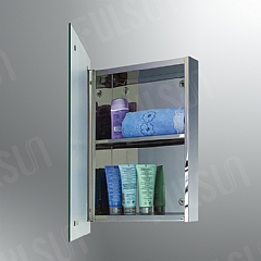 Stainless steel cabinet with pin hinge mirrored door