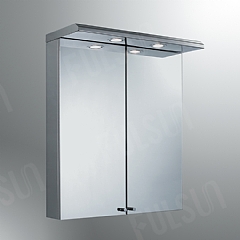 illuminated Stainless steel cabinet with thick mirrored door