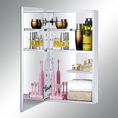 Stainless Steel Mirror Cabinet, with Adjustable Half Cut Shelves
