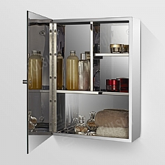 Stainless steel cabinet with thin S/S framed mirrored door