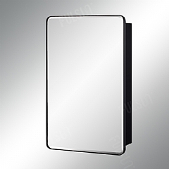 Single Door Round Corner Framed Metal Mirror Cabinet
